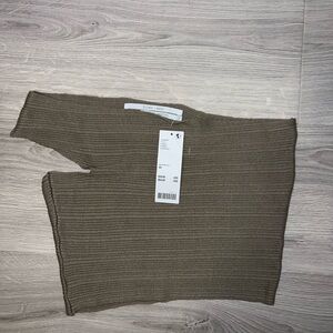 Silence + Noise Taupe Ribbed Knit Top